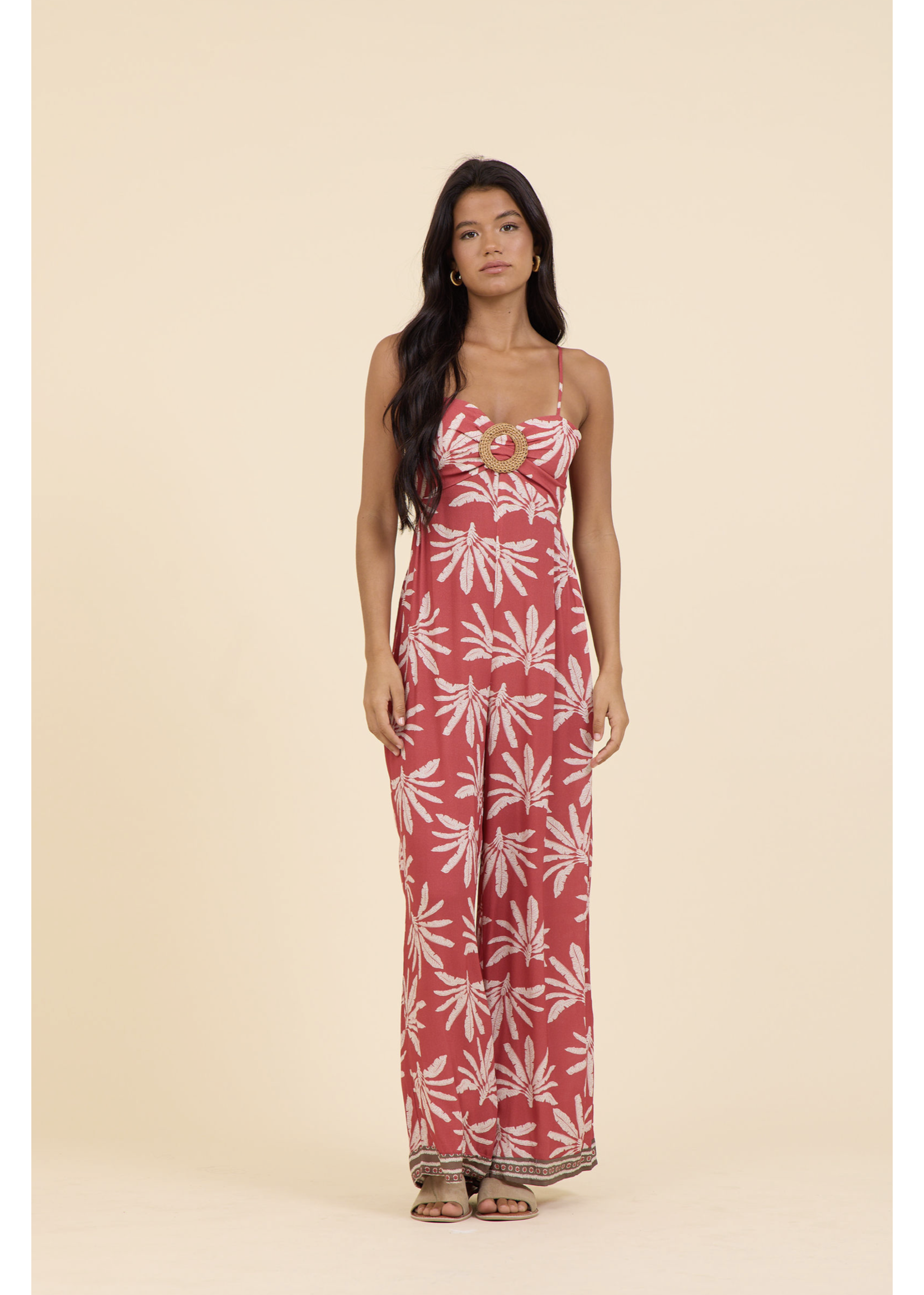 RED PALM JUMPSUIT