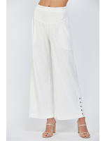 CREAM BUTTON COTTON PANTS