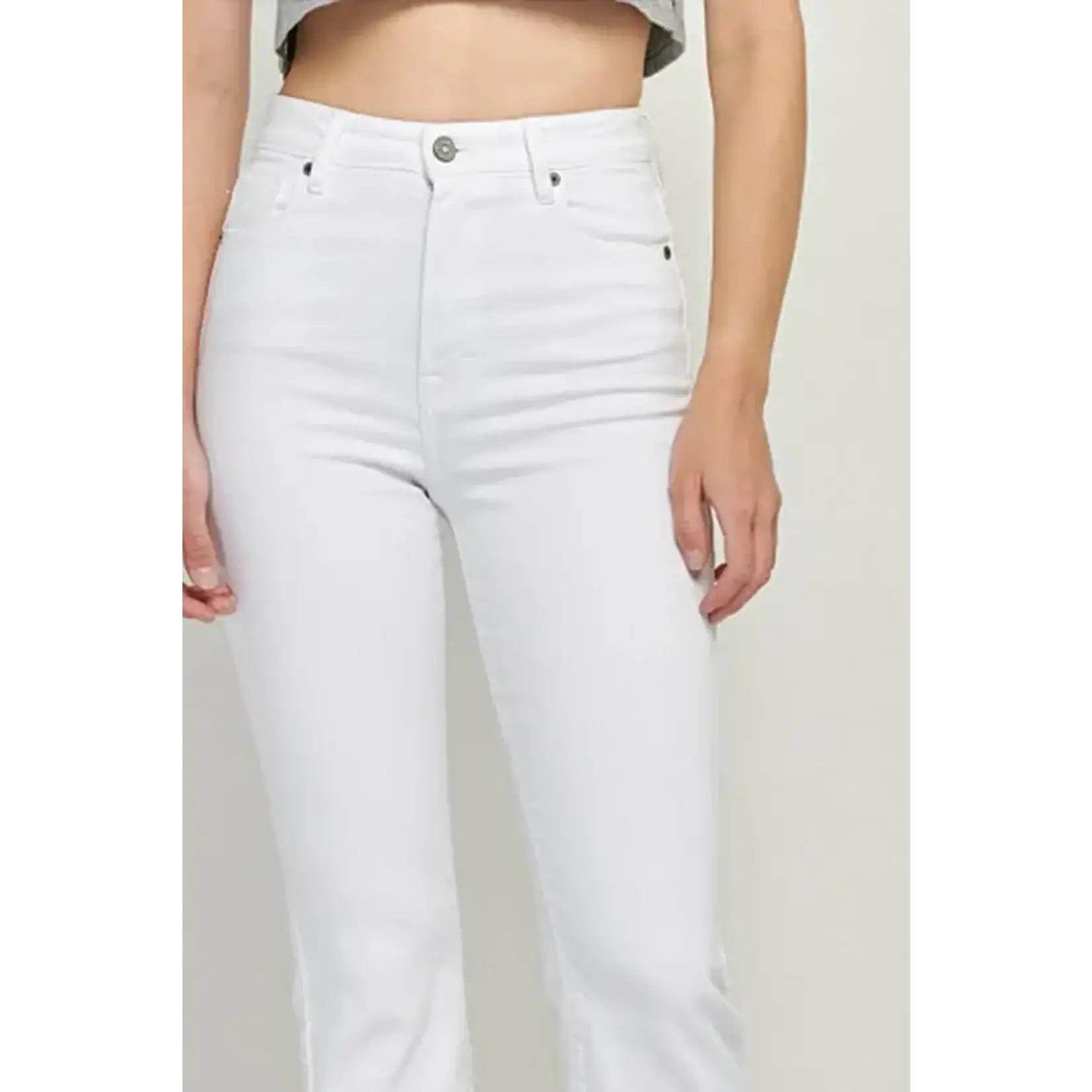 WHITE CROPPED FLARE DENIM