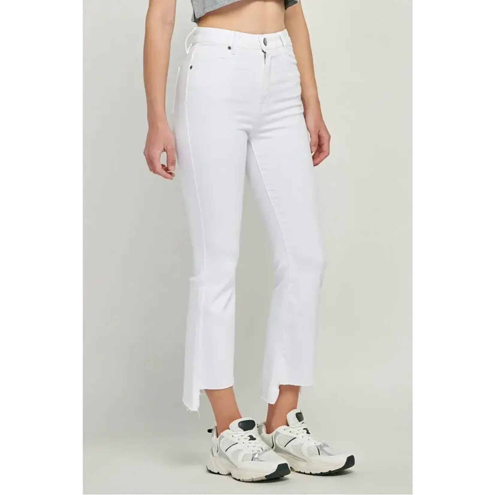 WHITE CROPPED FLARE DENIM