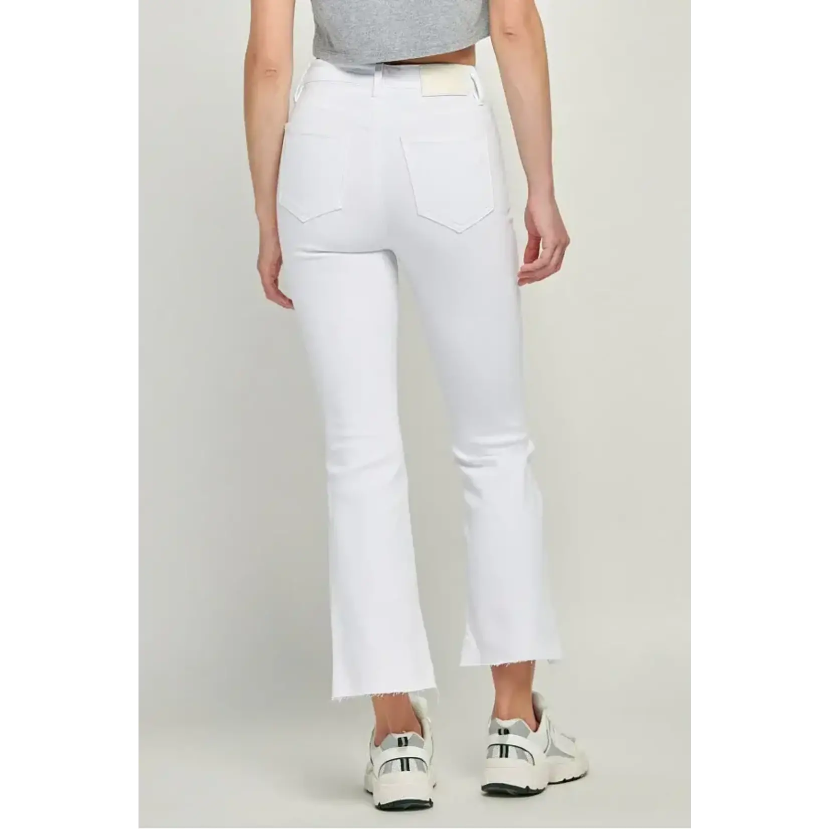 WHITE CROPPED FLARE DENIM
