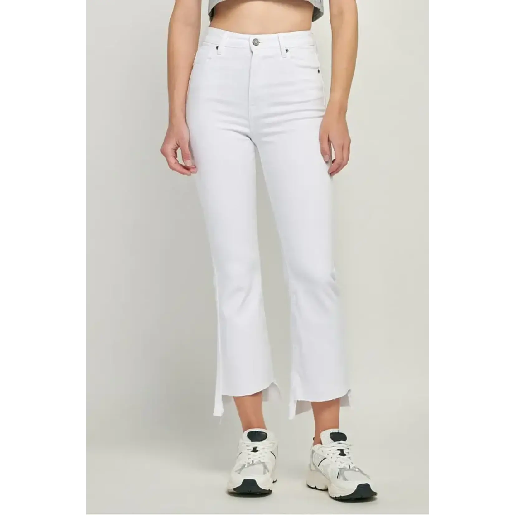WHITE CROPPED FLARE DENIM