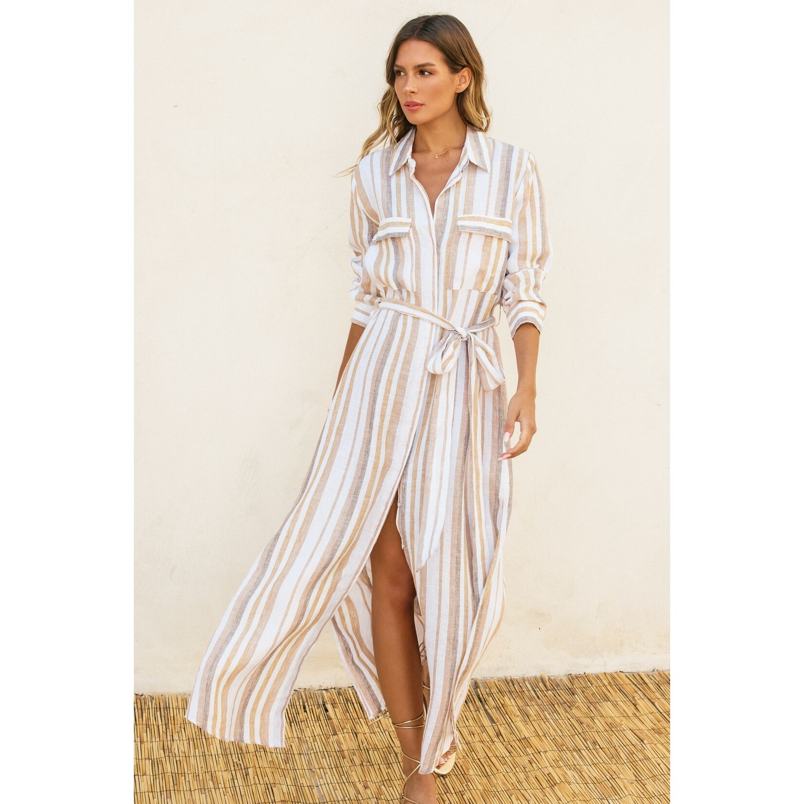 BREEZY BELTED MAXI SHIRT DRESS