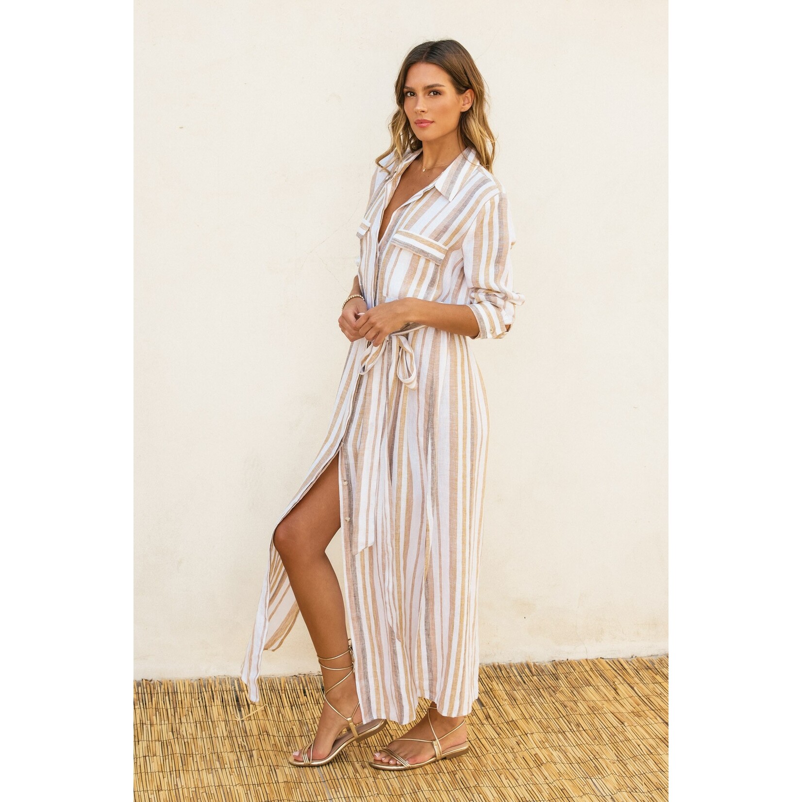 BREEZY BELTED MAXI SHIRT DRESS