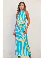 OCEAN WAVE SATIN DRESS