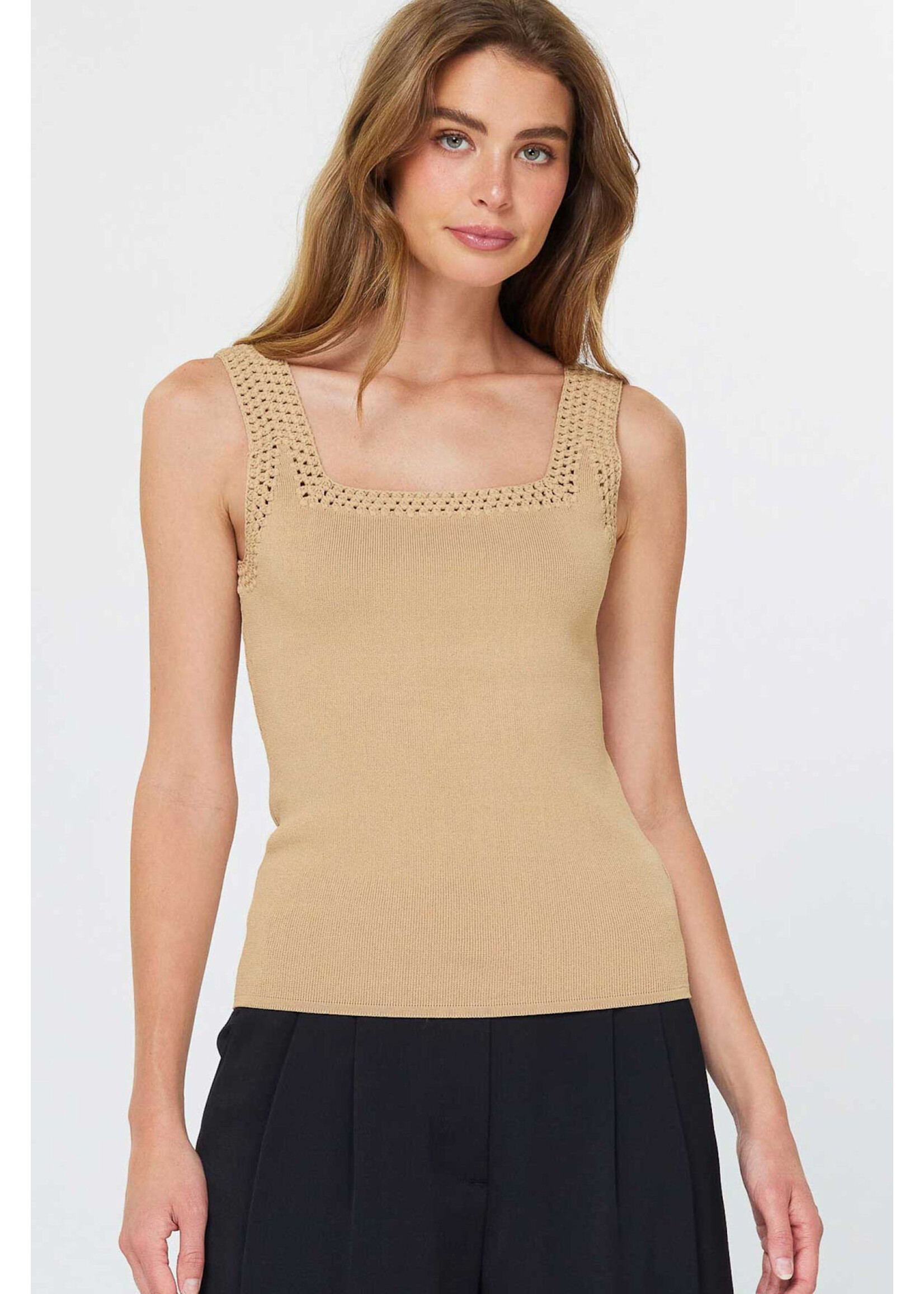 SLEEK TANK TOP WITH CROCHET TRIM