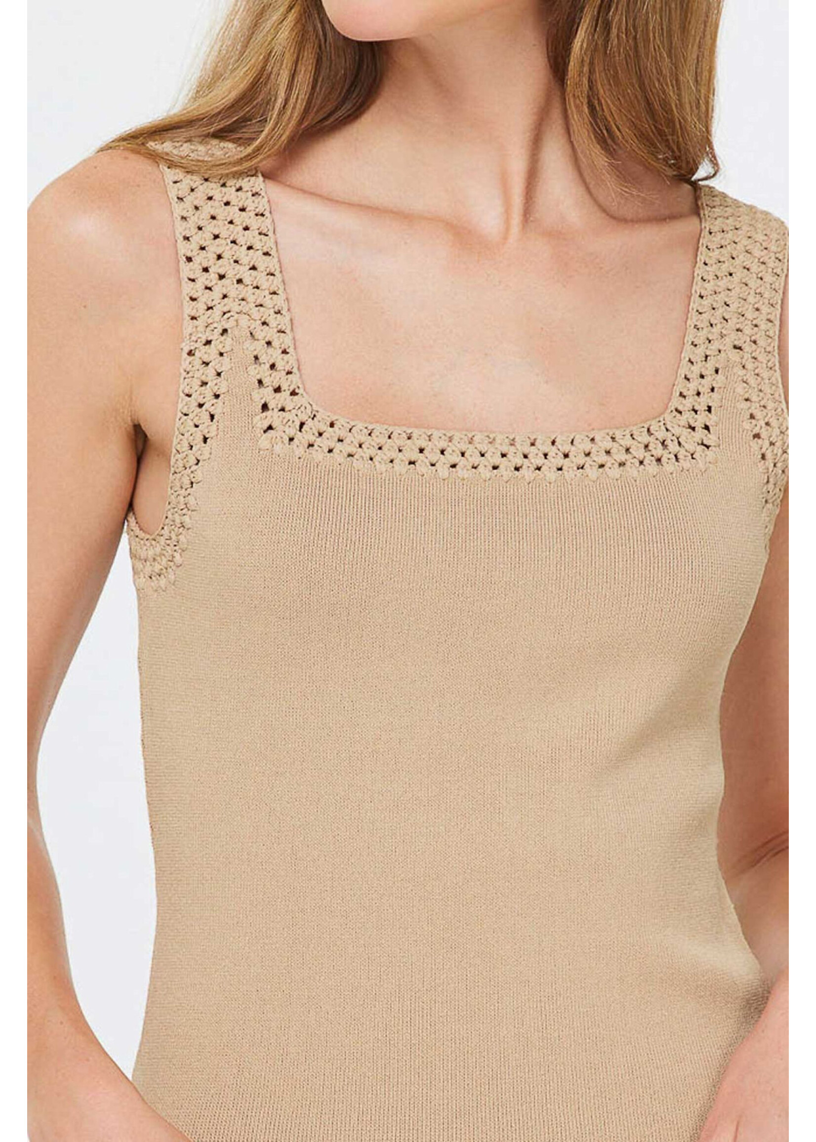 SLEEK TANK TOP WITH CROCHET TRIM