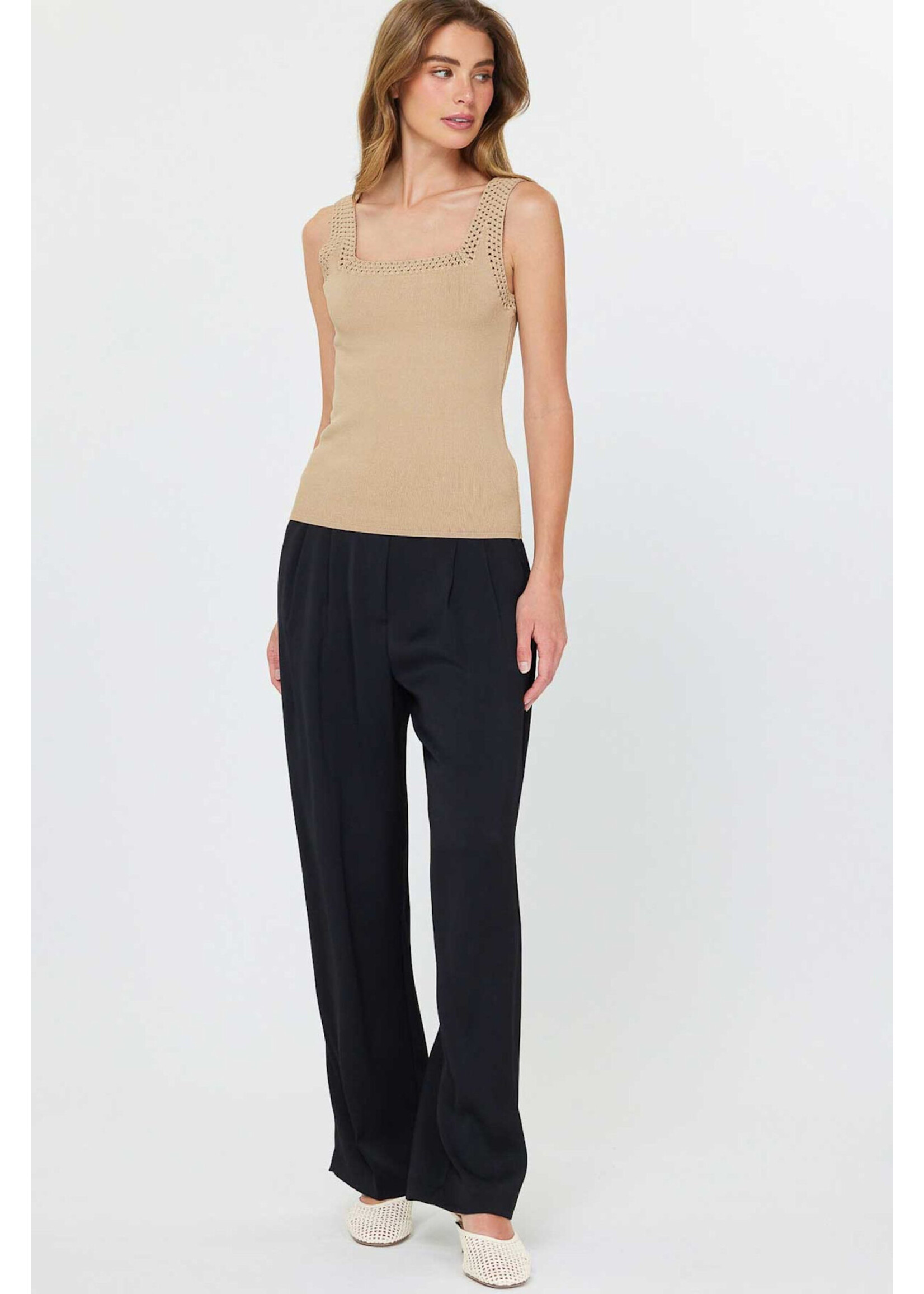 SLEEK TANK TOP WITH CROCHET TRIM