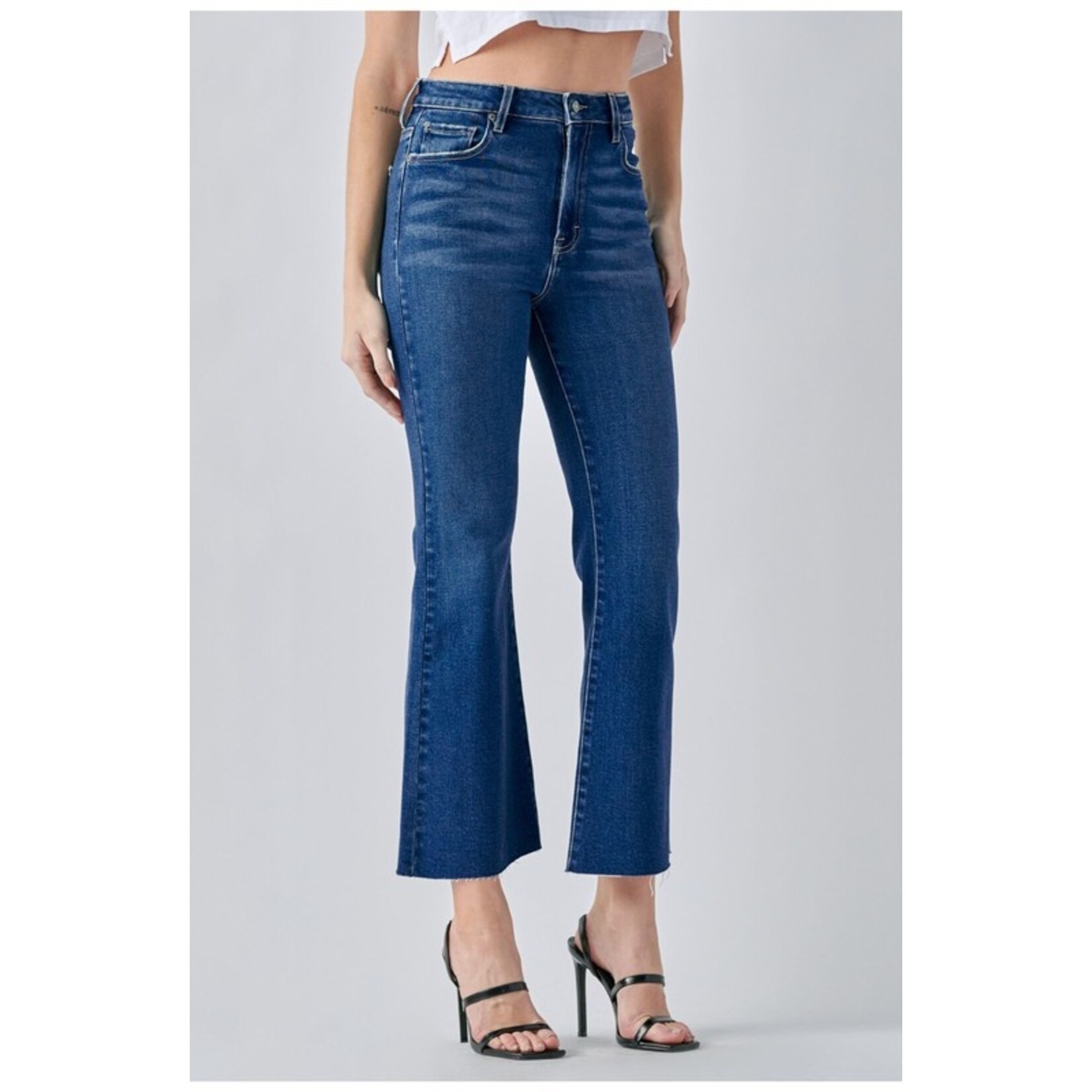 HIDDEN MEDIUM WASH CLEAN CROPPED FLARE