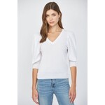 WHITE PUFF SLEEVE SWEATER