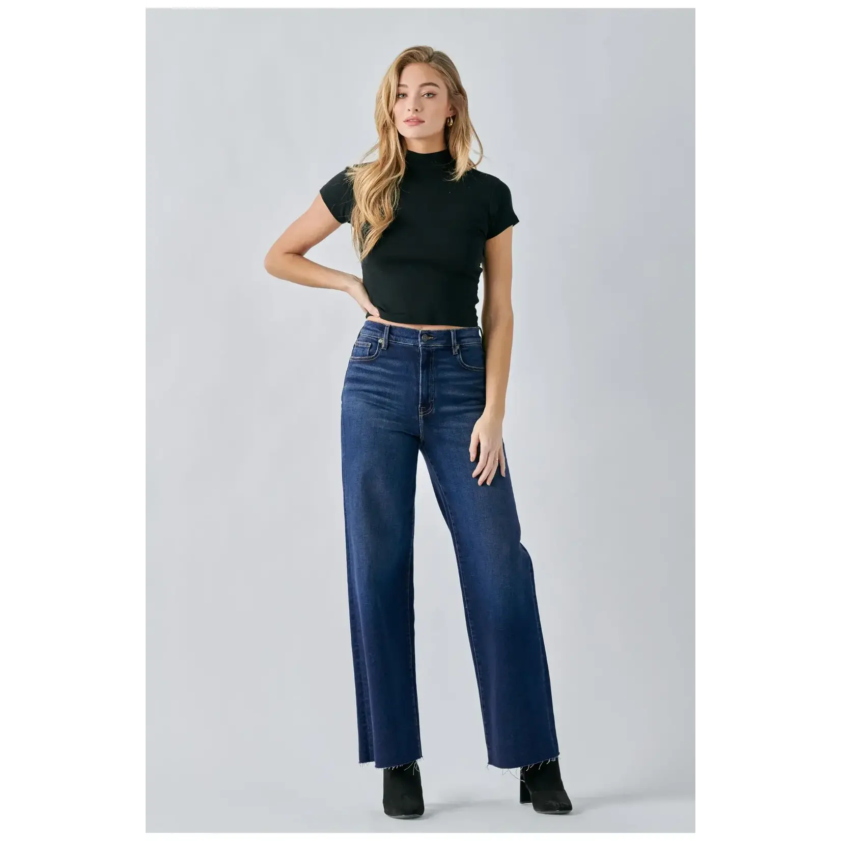 HIDDEN DARK WASH CLEAN STRETCH DAD JEAN