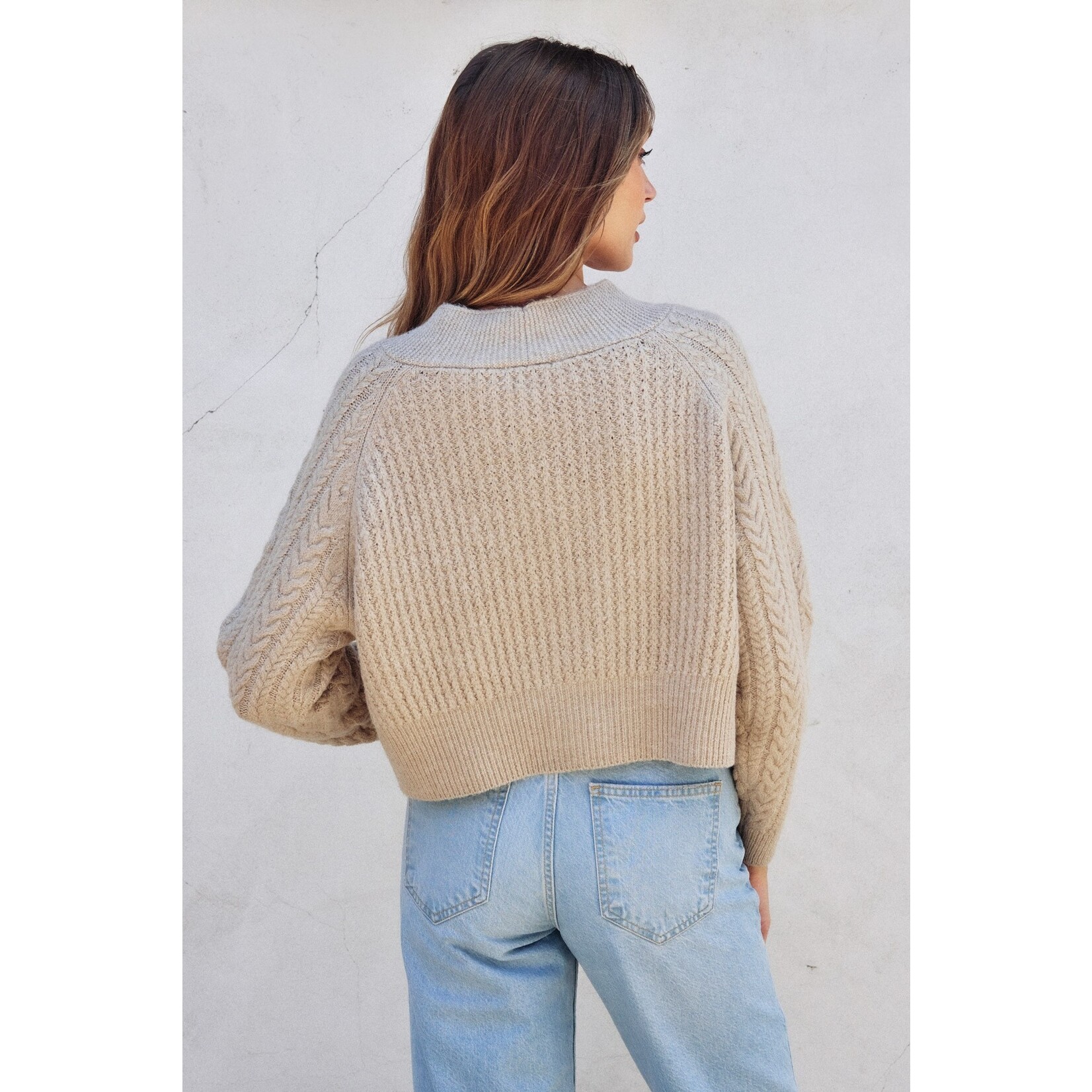FUZZY CABLE KNIT CARDIGAN