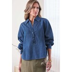 COTTON DENIM BUTTON FRONT TOP