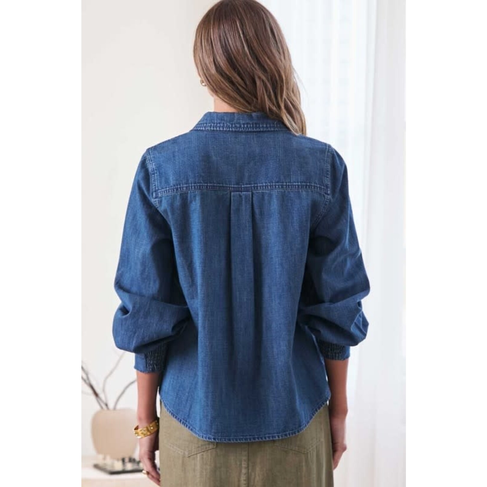 COTTON DENIM BUTTON FRONT TOP