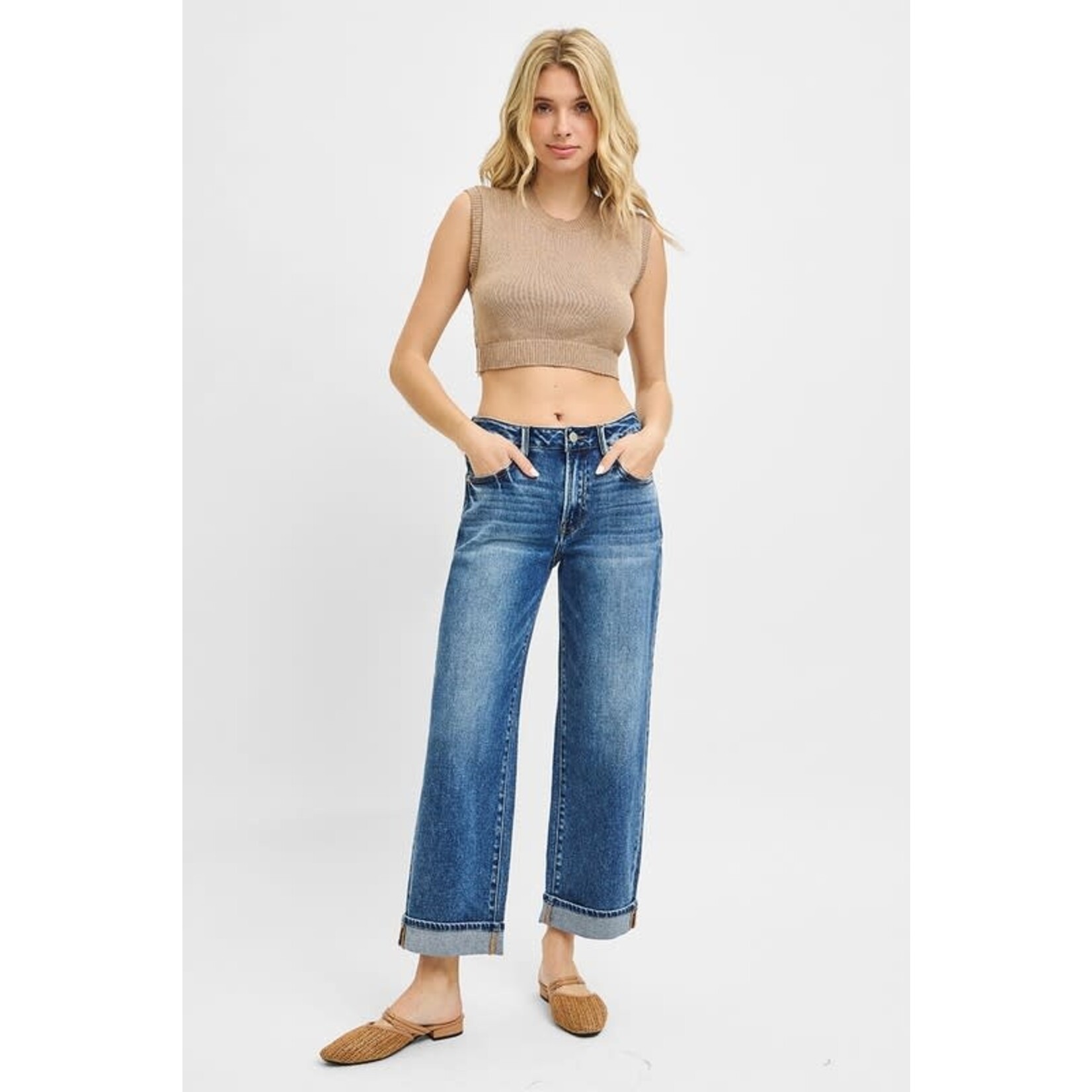 MID RISE CUFFED BOYFRIEND JEAN