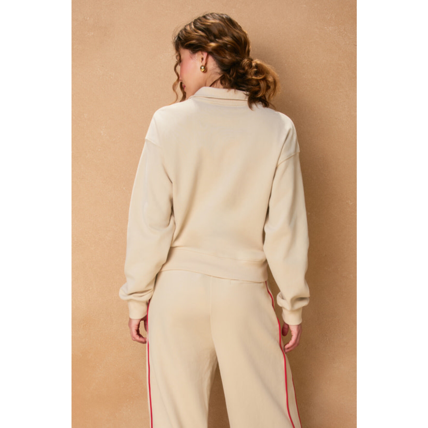 TRACK STRIPE HALF ZIP SWEATSHIRT