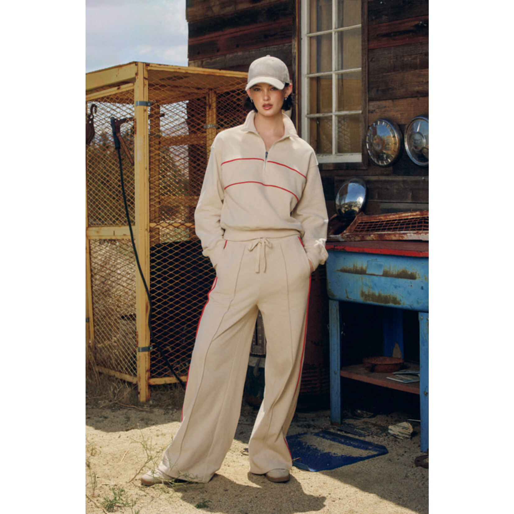 TRACK STRIPE WIDE LEG SWEATPANTS