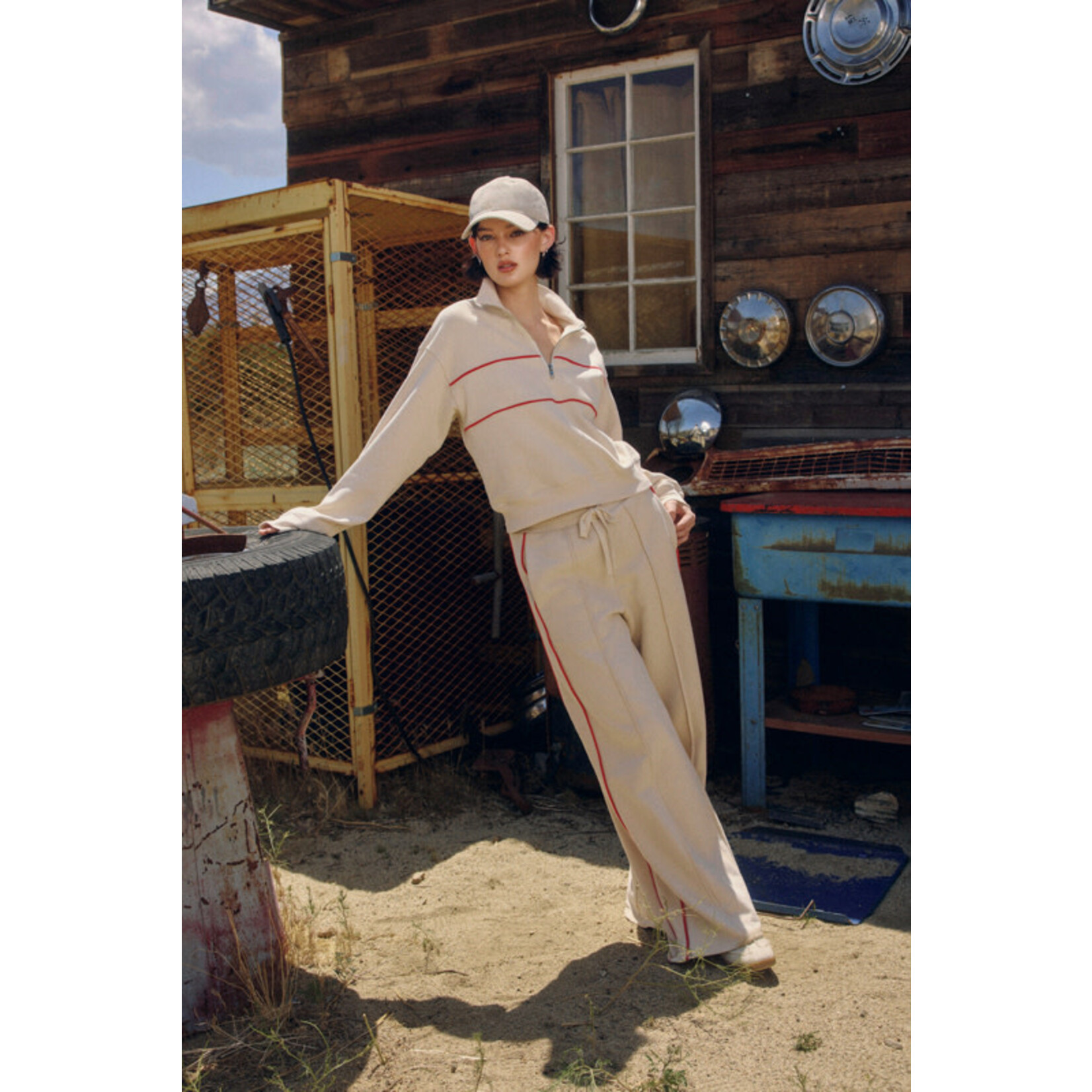 TRACK STRIPE WIDE LEG SWEATPANTS