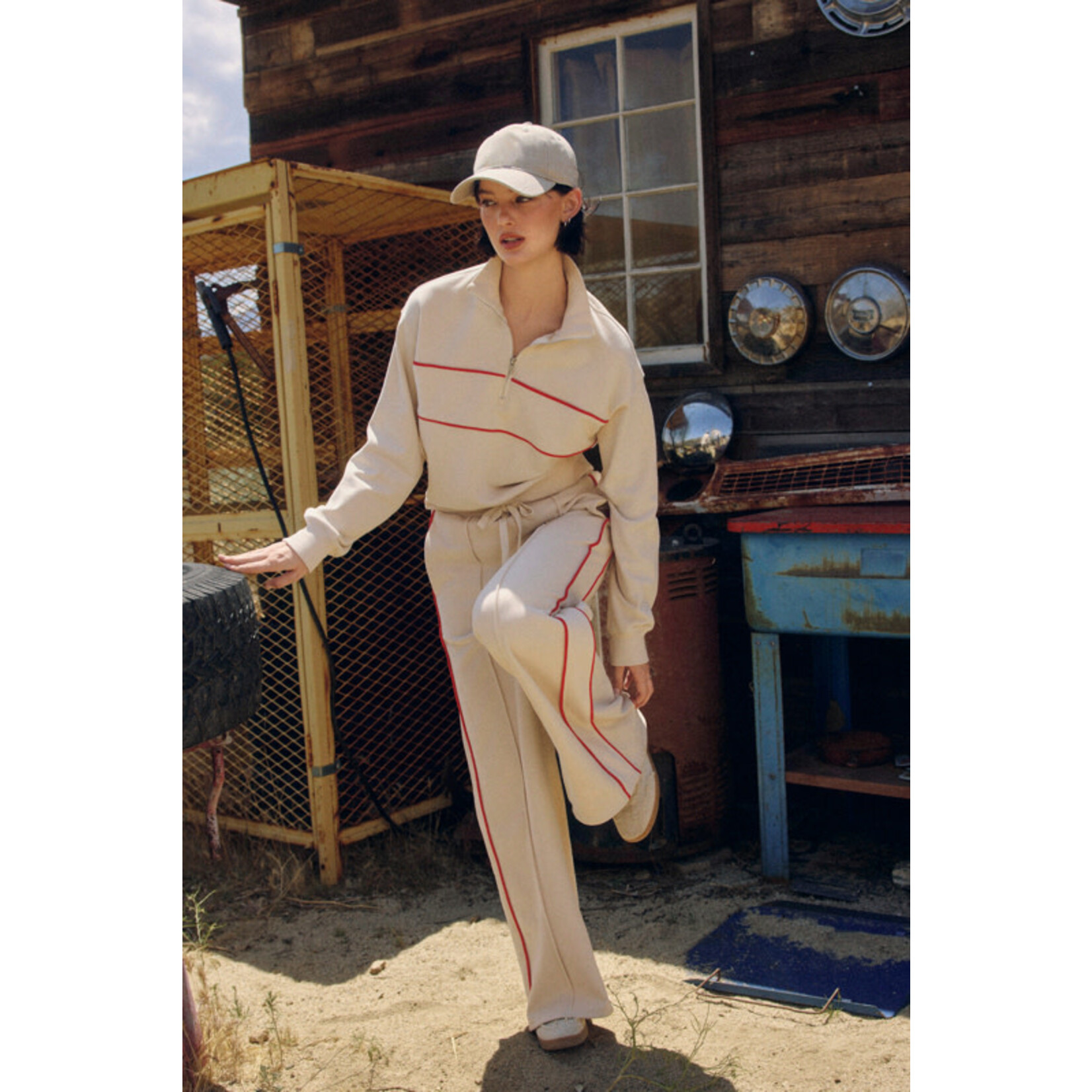 TRACK STRIPE WIDE LEG SWEATPANTS