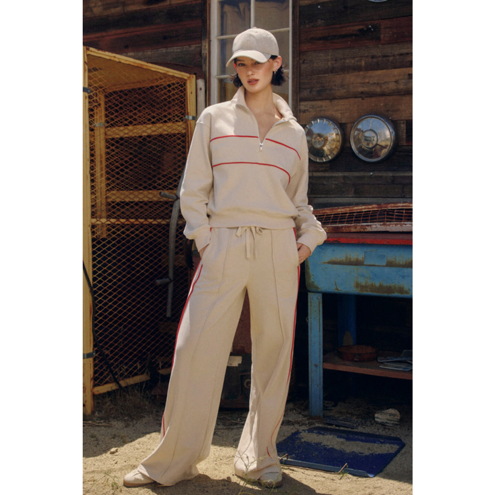 TRACK STRIPE WIDE LEG SWEATPANTS