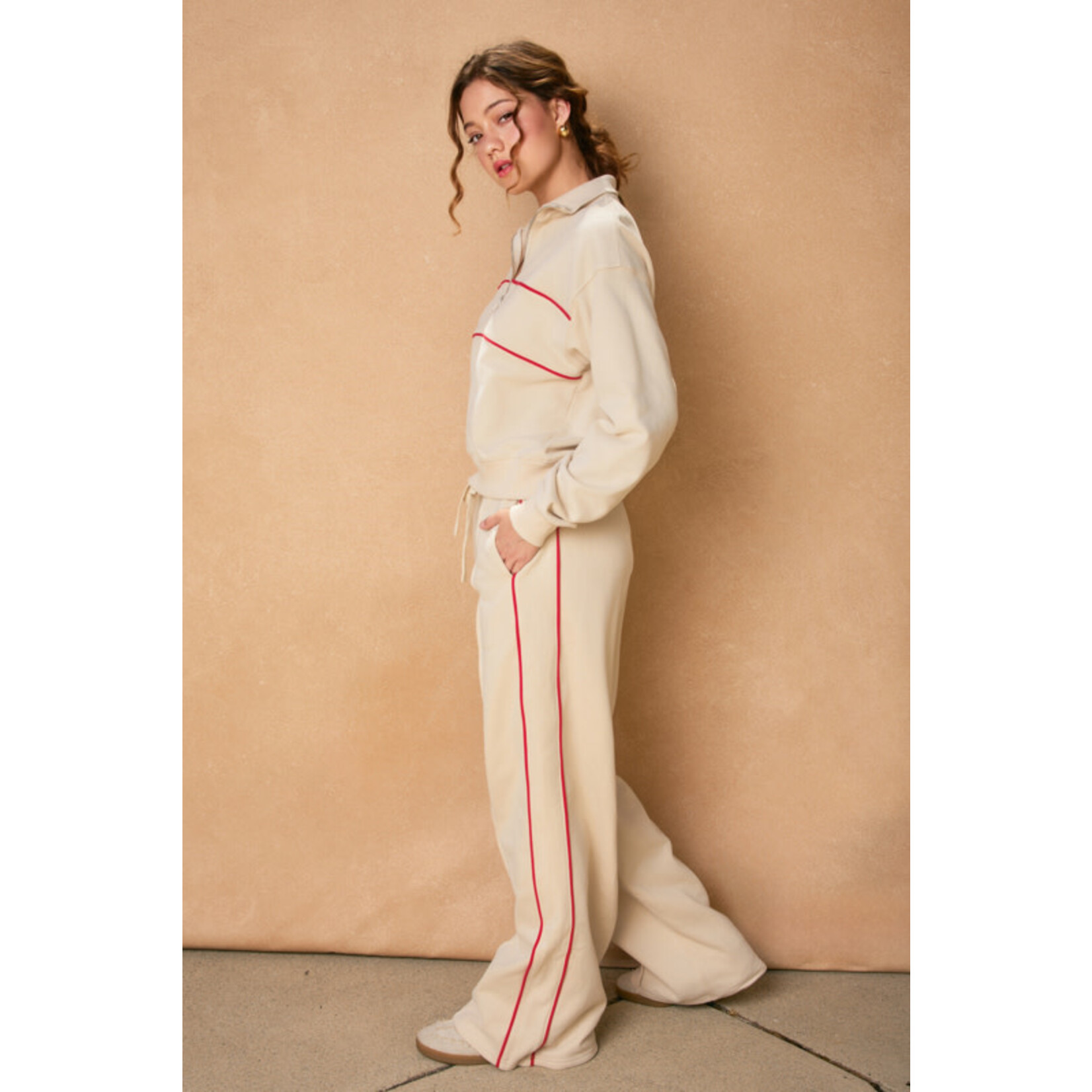 TRACK STRIPE WIDE LEG SWEATPANTS