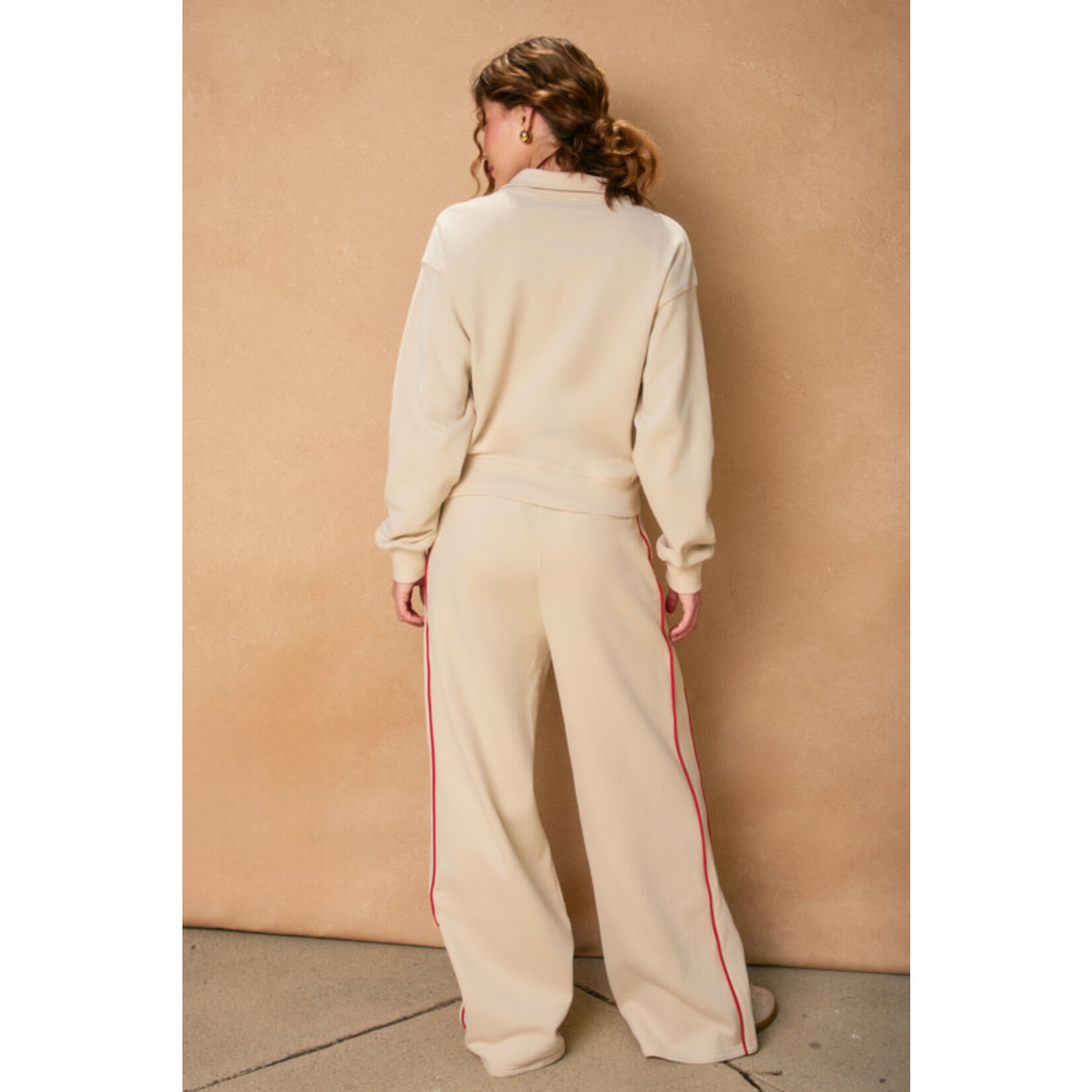 TRACK STRIPE WIDE LEG SWEATPANTS