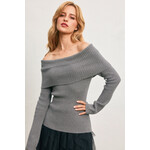 GREY OFF THE SHOULDER SWEATER