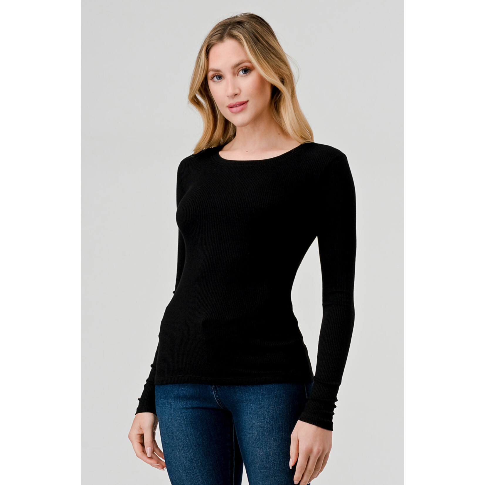 LONG SLEEVE ROUND NECK RIB TOP