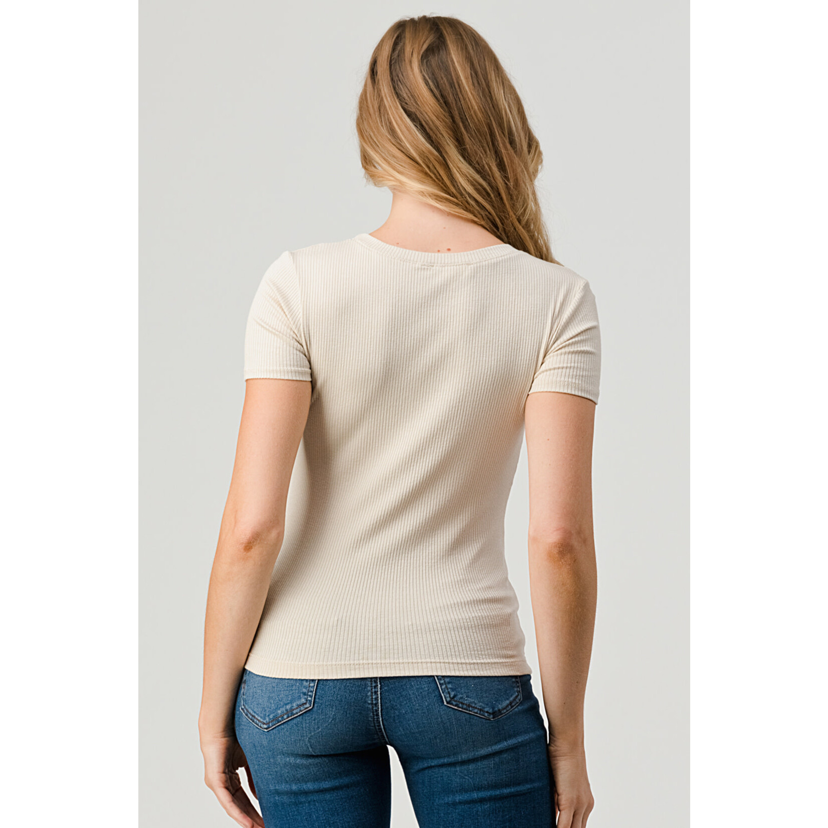 SHORT SLEEVE RIBBED TOP