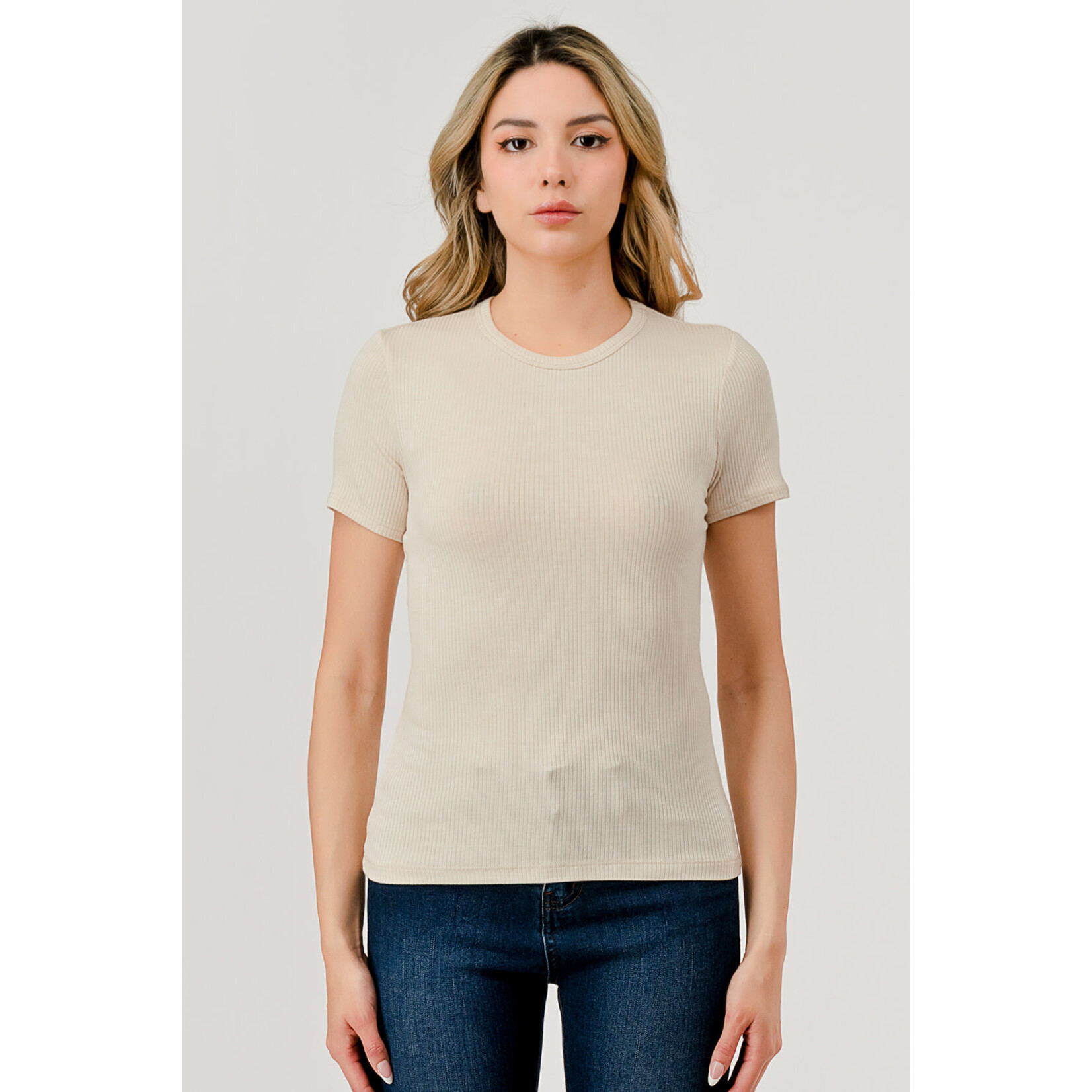 RIB SHORT SLEEVE CREW NECK