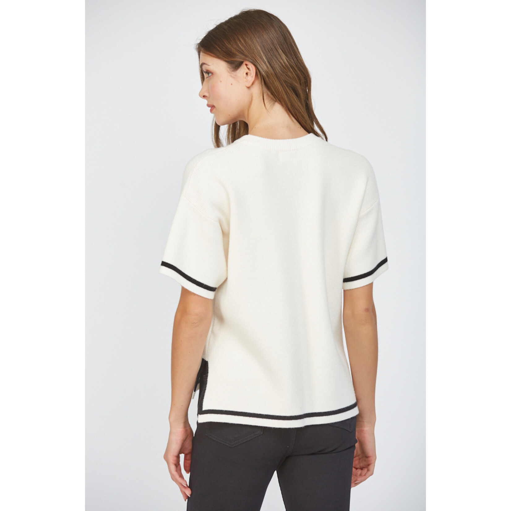 FRENCH VANILLA SHORT SLEEVE SWEATER