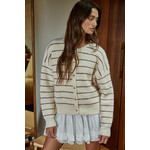 BURGUNDY & IVORY STRIPED CARDIGAN