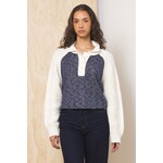 MIXED KNIT COLLARED SWEATER