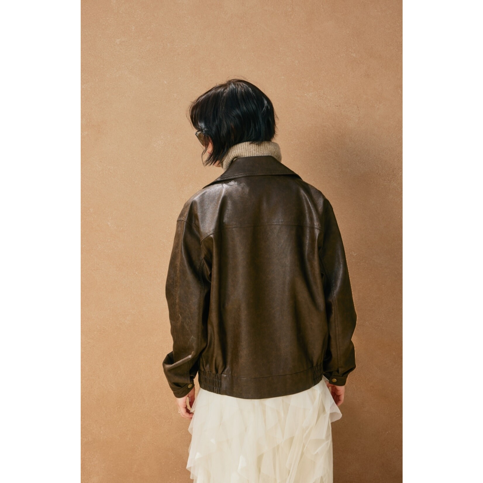 ESPRESSO OVERSIZED BIKER JACKET