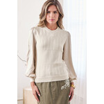 CHAMPAGNE WOVEN COMBO SWEATER