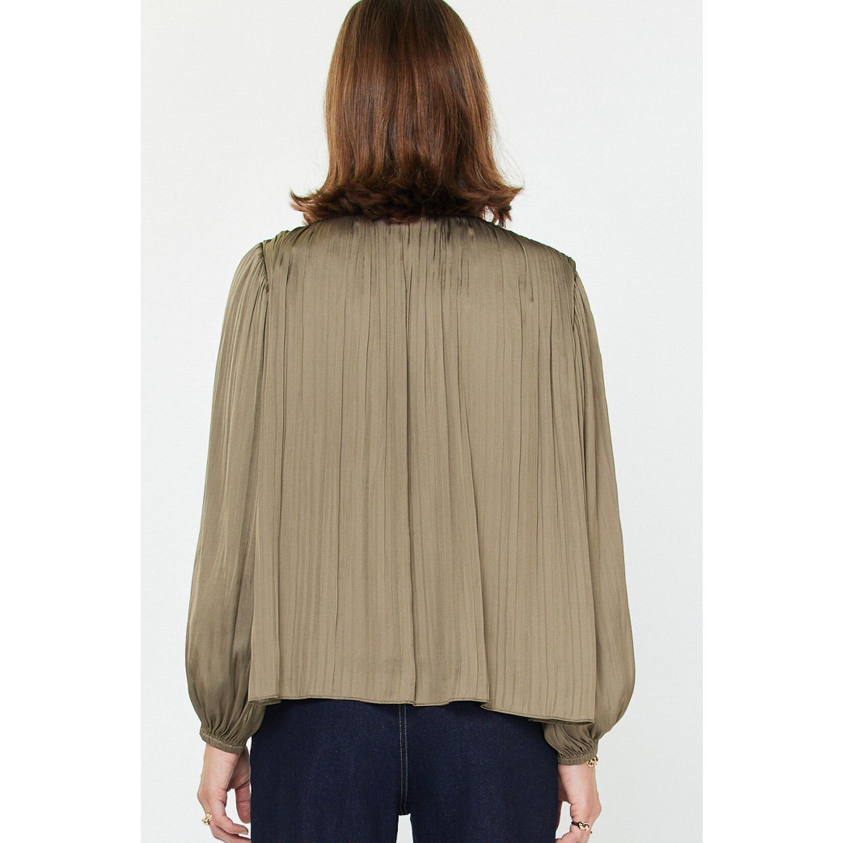MOSS GREY PLEATED BLOUSE