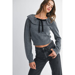 MABLE RUFFLE NECK  SWEATER WITH BOW