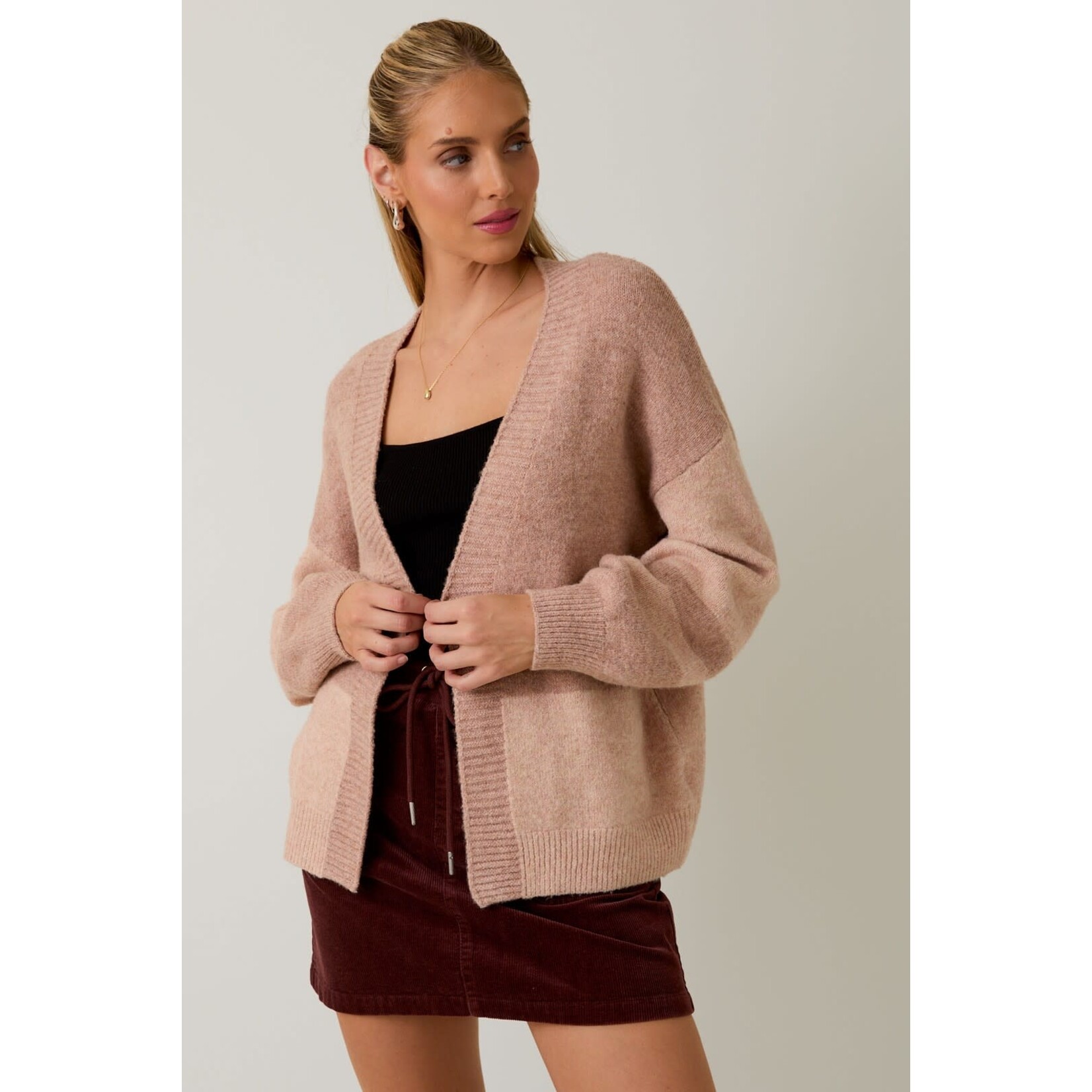 LONG SLEEVE COLOR BLOCK CARDIGAN