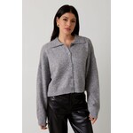 GREY COLLARED SWEATER CARDIGAN