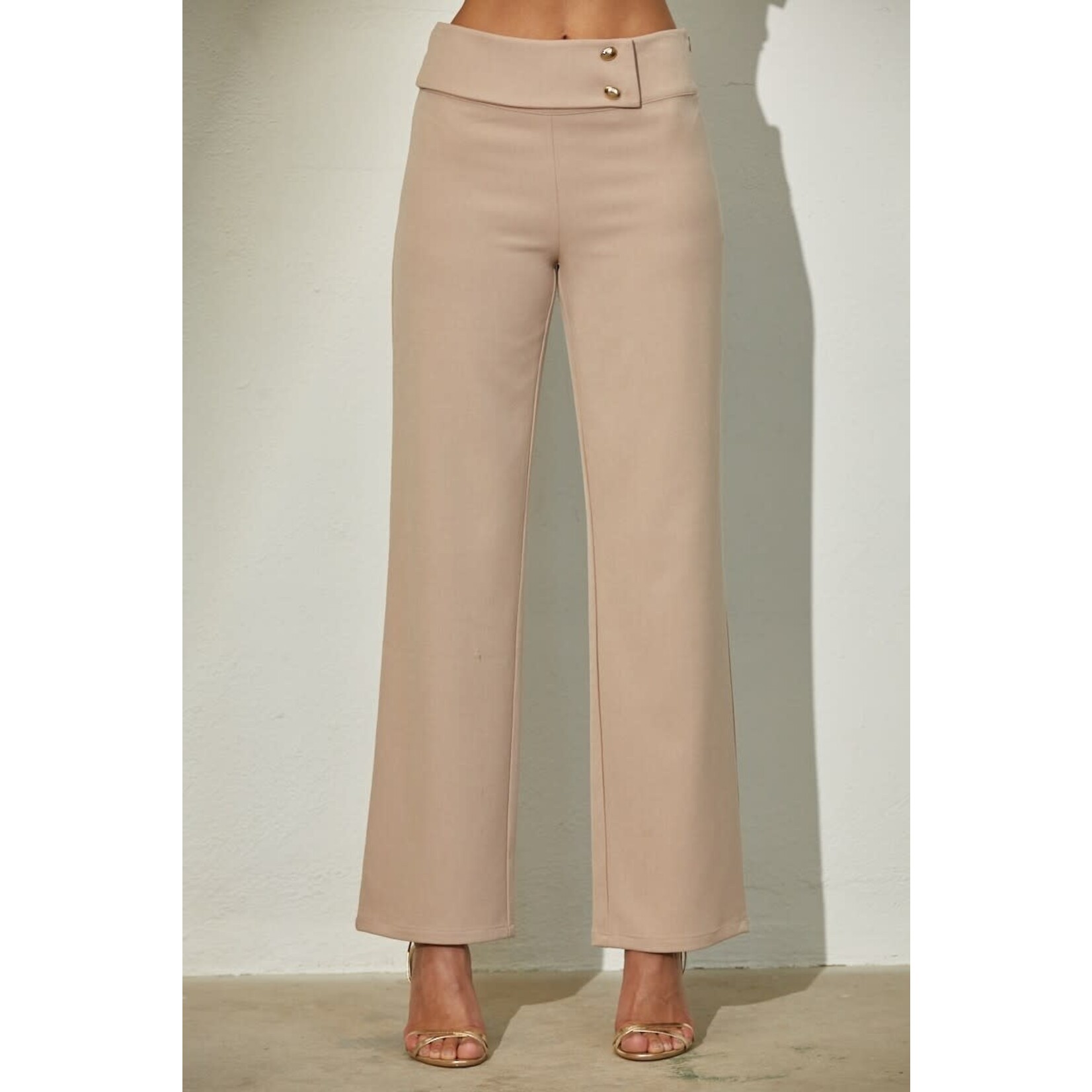 TAN HIGH WAISTED FOLD OVER PANTS