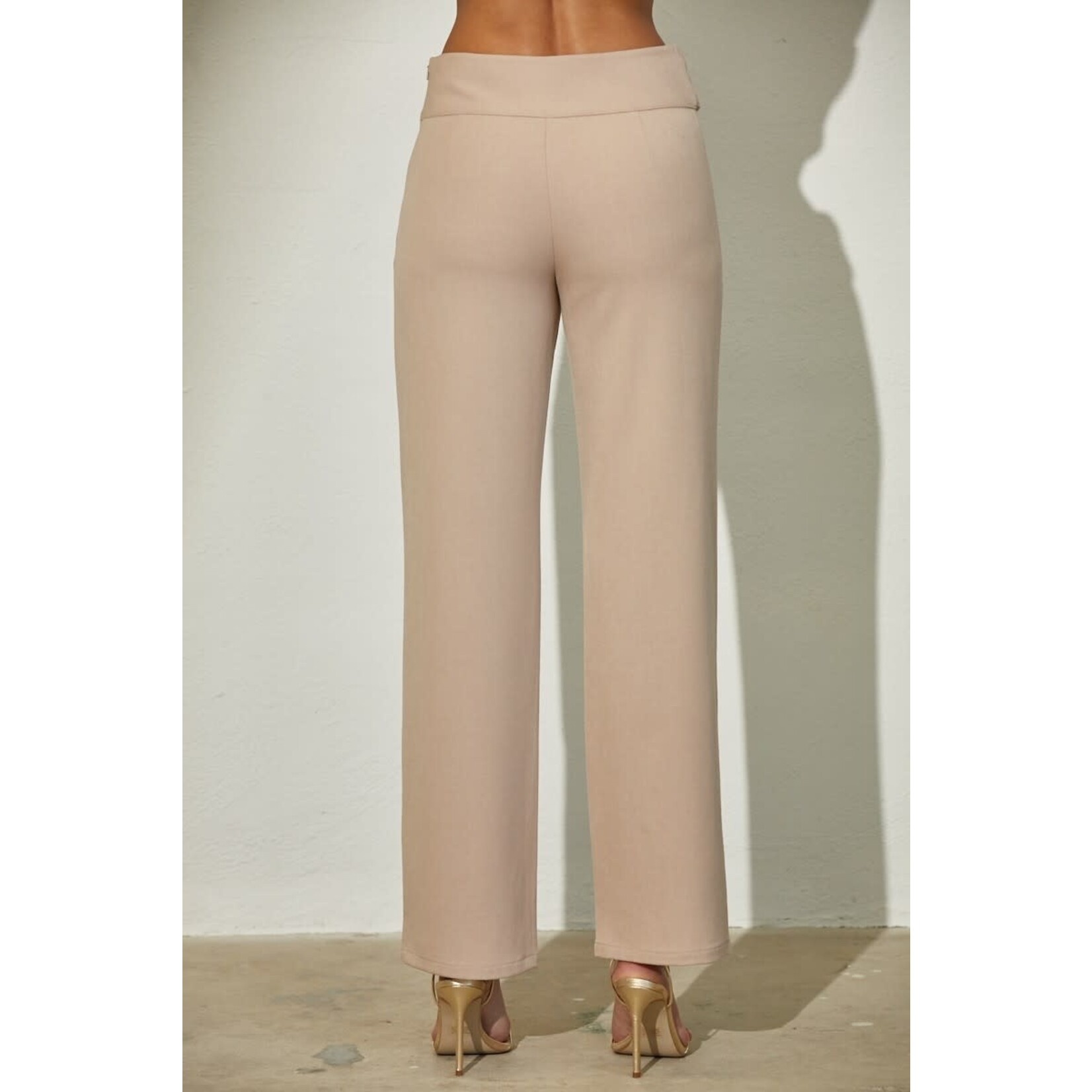 TAN HIGH WAISTED FOLD OVER PANTS