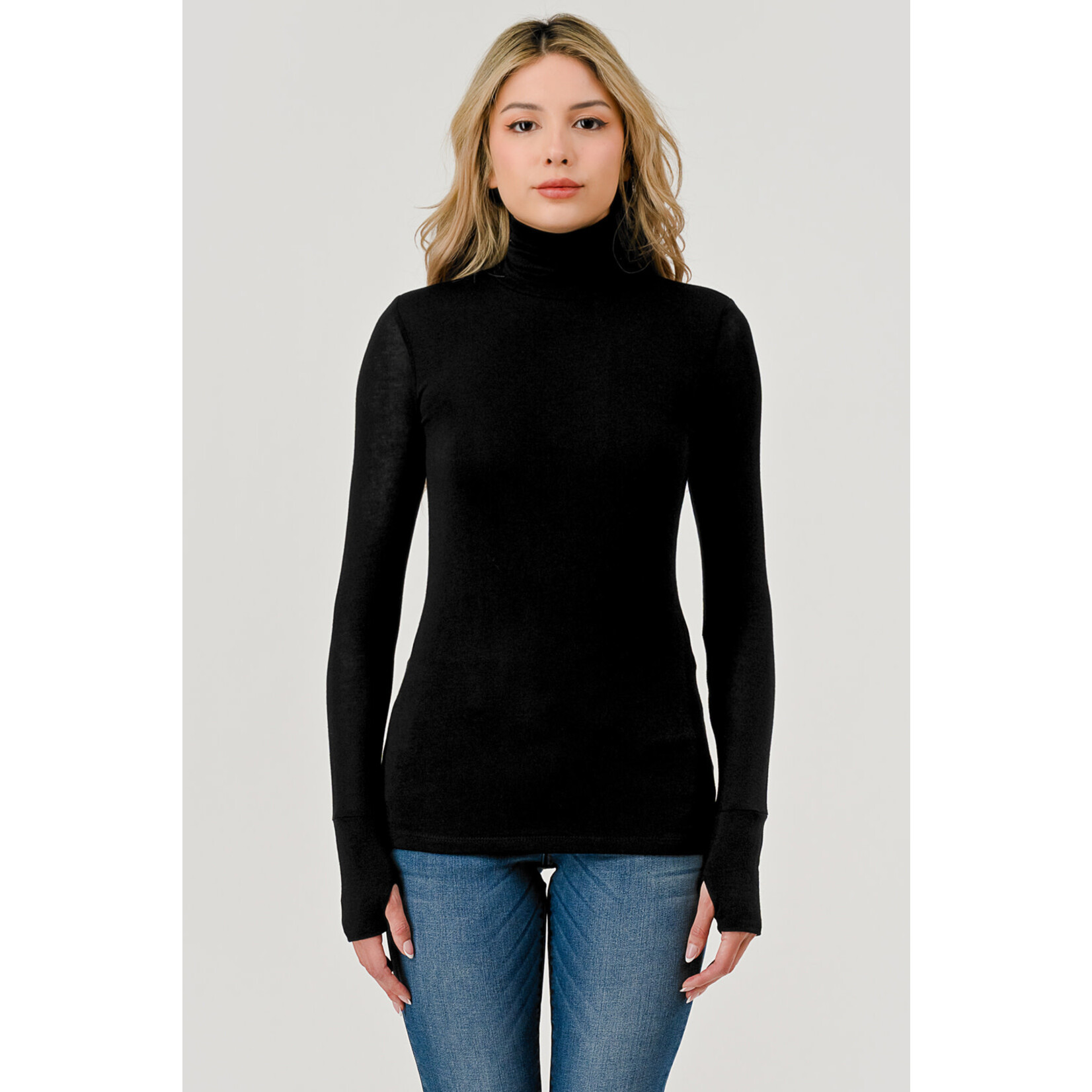 DOUBLE LAYERED TURTLENECK LONG SELEVE W/ THUMBHOLES