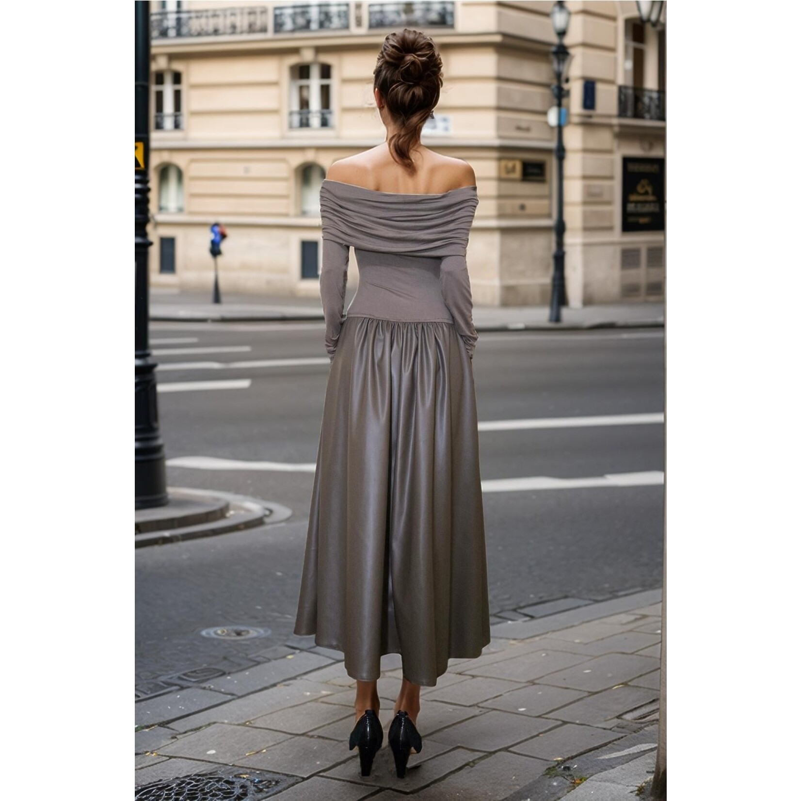 MOCHA VEGAN LEATHER DRESS