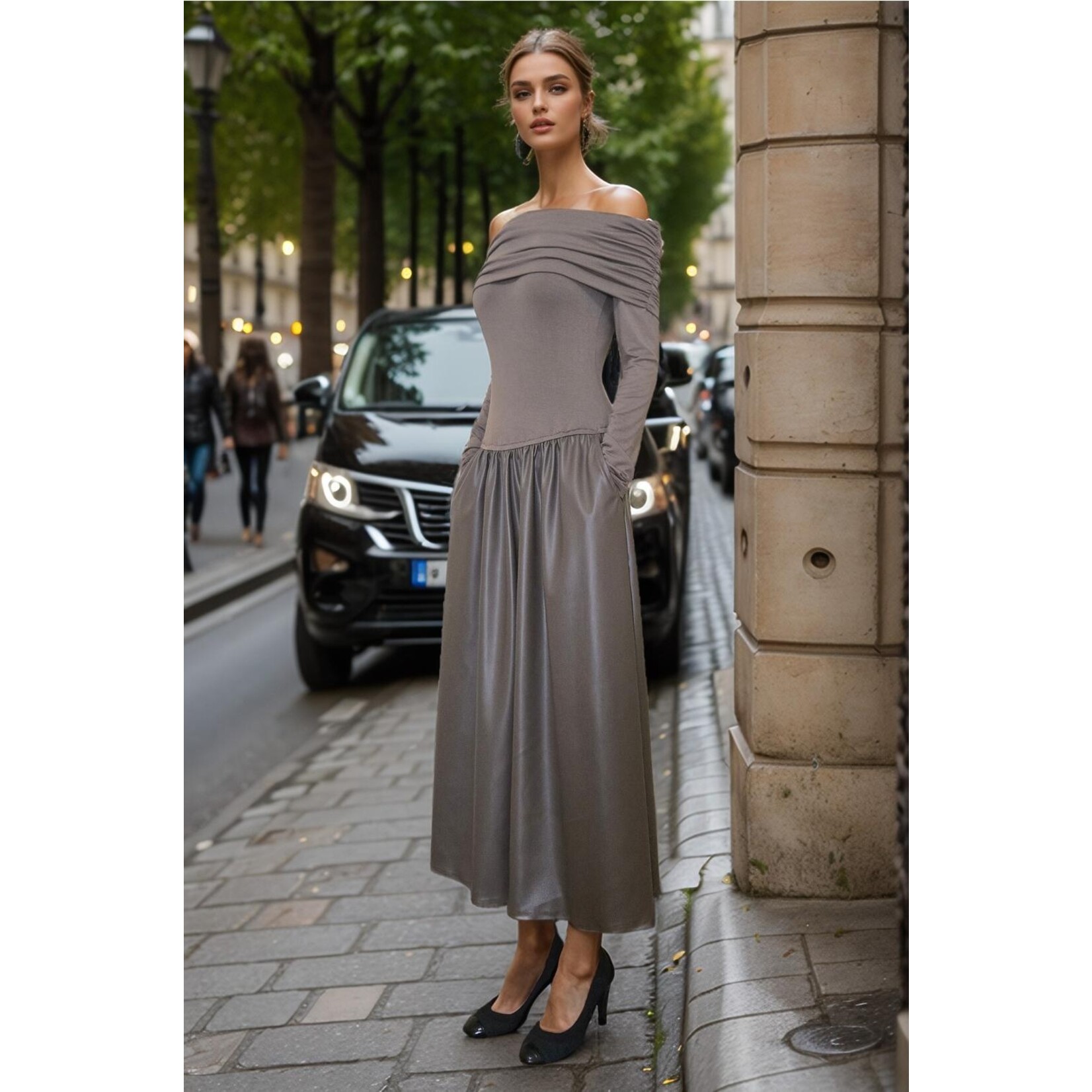 MOCHA VEGAN LEATHER DRESS