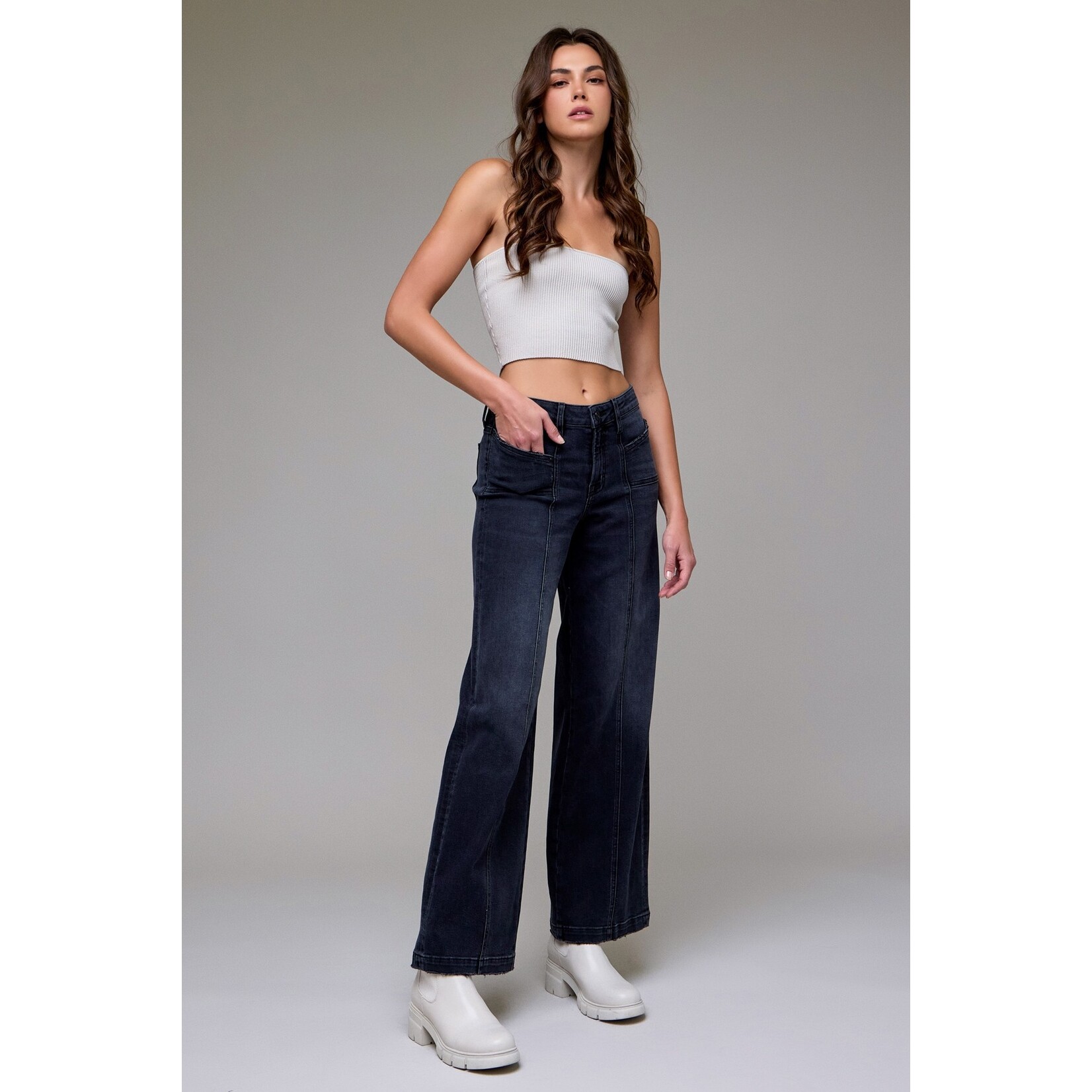 HIDDEN NORI MID RISE WIDE LEG