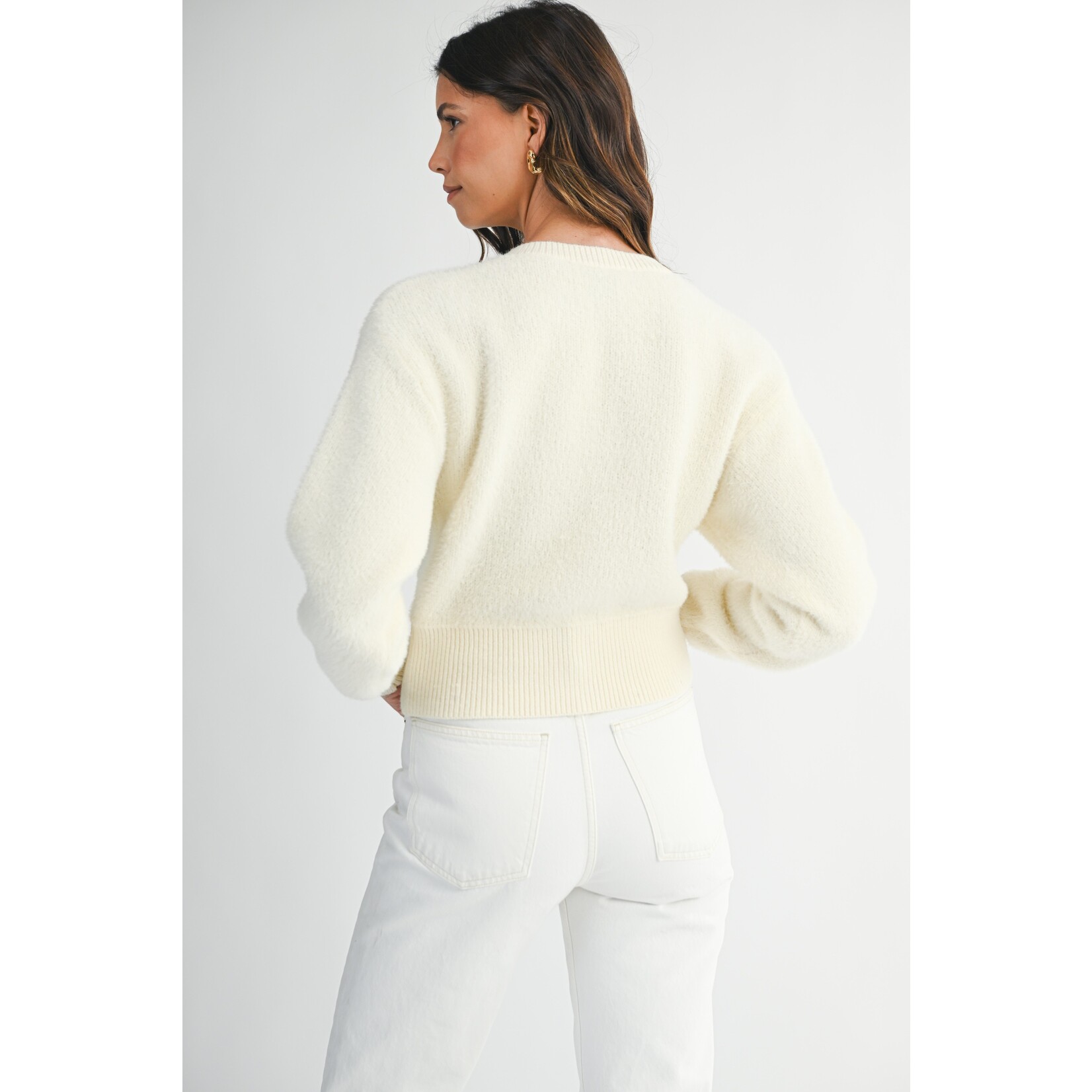 CREAM CARDIGAN WITH GOLD BUTTONS