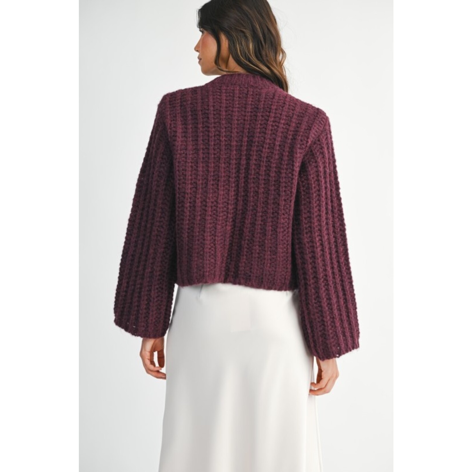 CHUNKY KNIT SWEATER W/GOLD BUTTONS