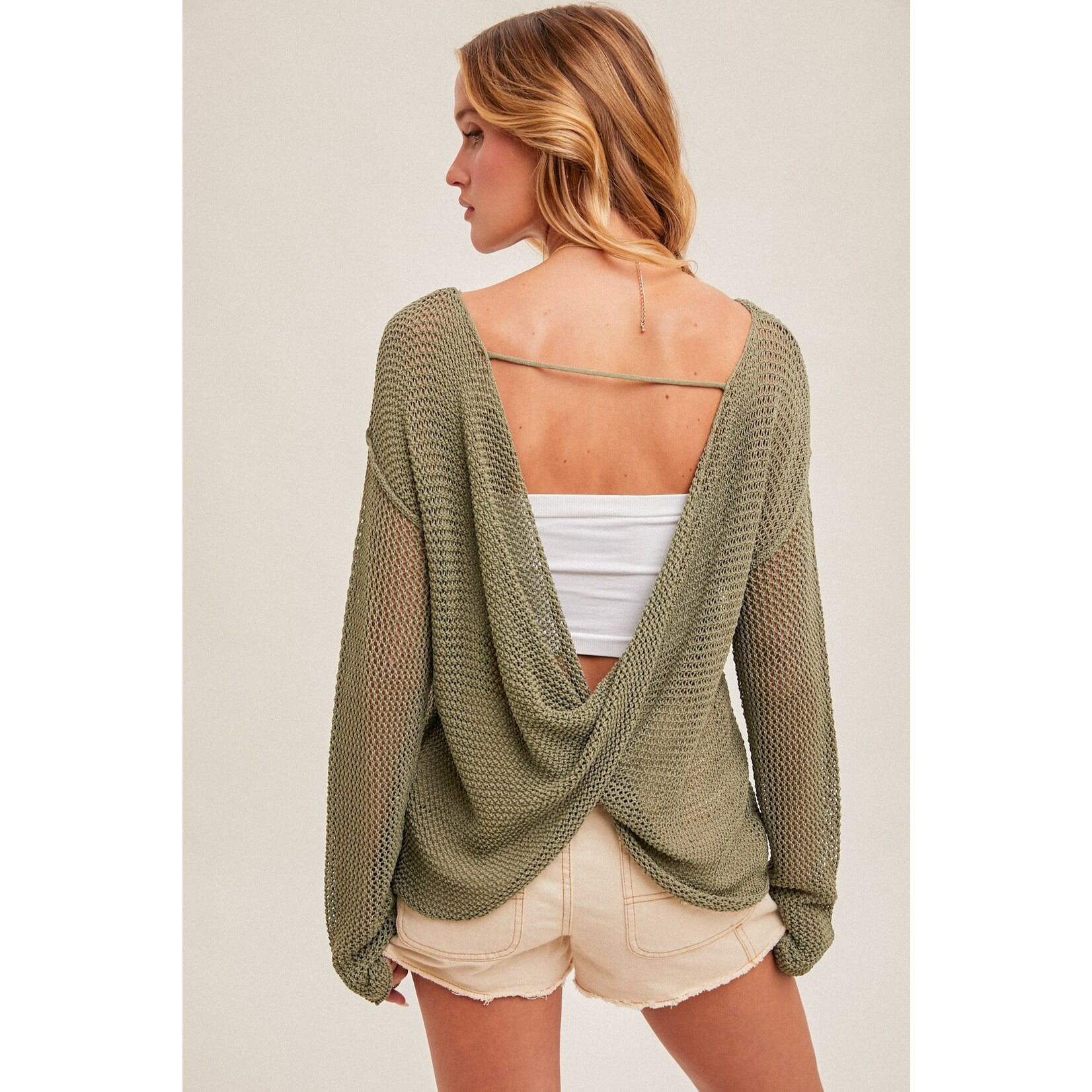 STAR PATTERNED BACK TWISTED SWEATER