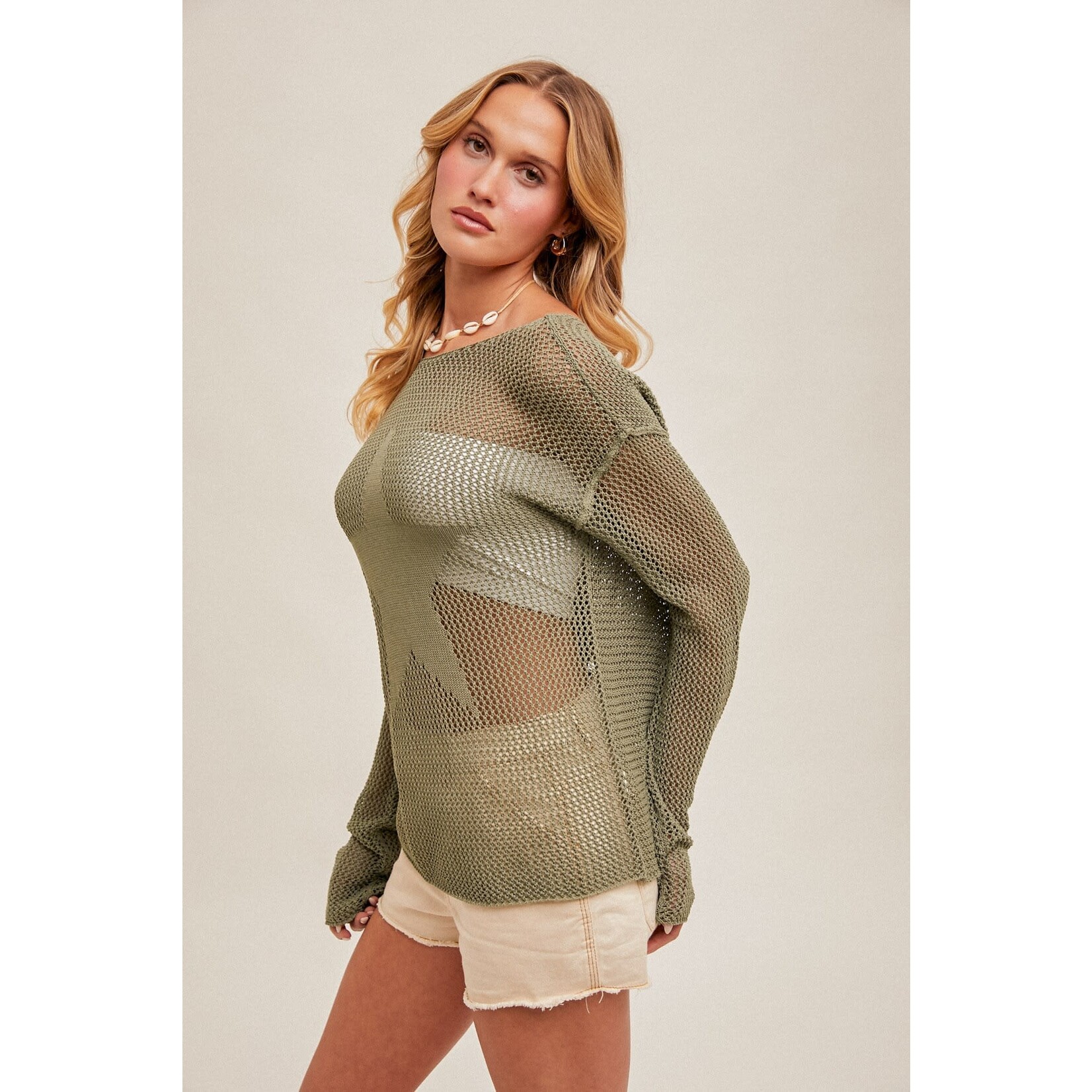 STAR PATTERNED BACK TWISTED SWEATER