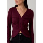 sunday edition MAROON V-NECK LONG SLEEVE
